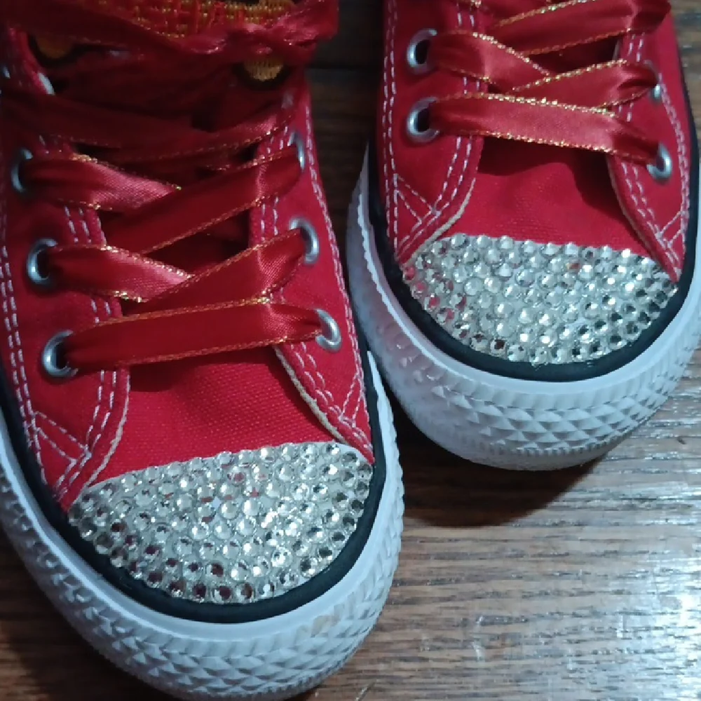 Converse Red All Star Sneakers with Rhinestones